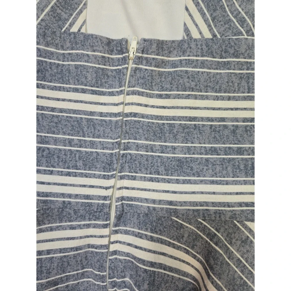 Women's Altar'd State LINEN Dress Flared Sundress KEYHOLE Blue & Cream‎ Size L - Picture 9 of 11